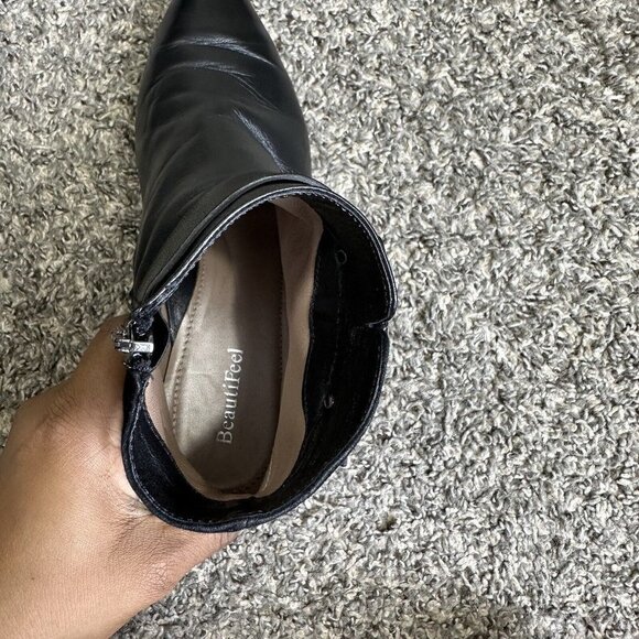Beautifeel Ankle Boots Suede Black Leather Low Block Heel Classy Zip 36 US 5-5.5 - Picture 9 of 10